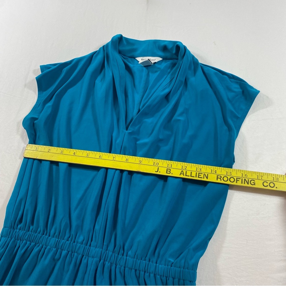 White House Black Market Teal mini dress elastic waistband V-Neck Summer Top - Picture 7 of 10